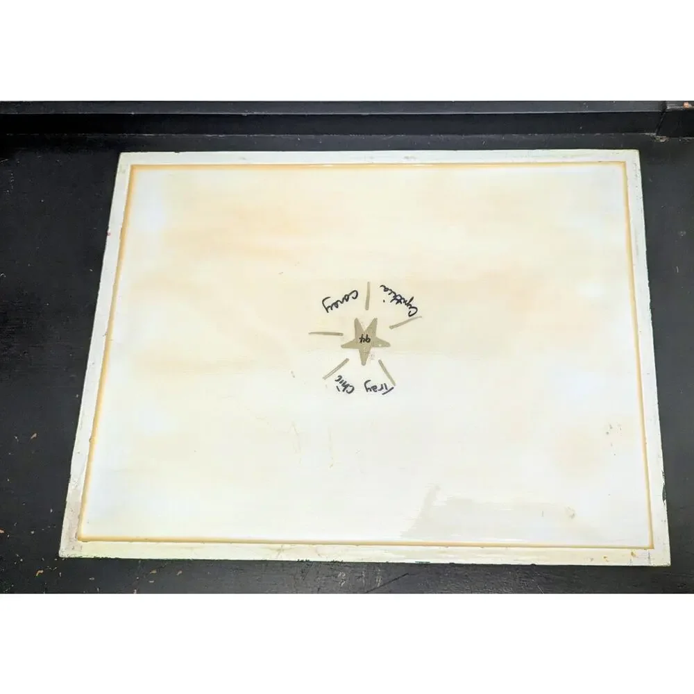 Artist Cynthia Carey - TRAY CHIC 1995 Laquered Wood Tray Green Festive Ladies